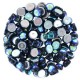 Czech 2-hole Cabochon beads 6mm Jet Full AB